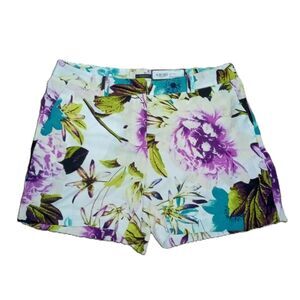 NEW! Worthington Sz 12 Large Women's White Floral Modern Fit Midi Shorts